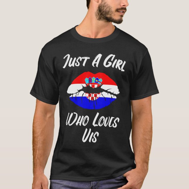 Camiseta Lips Mouth Love Croatia Flag Vis (Frente)