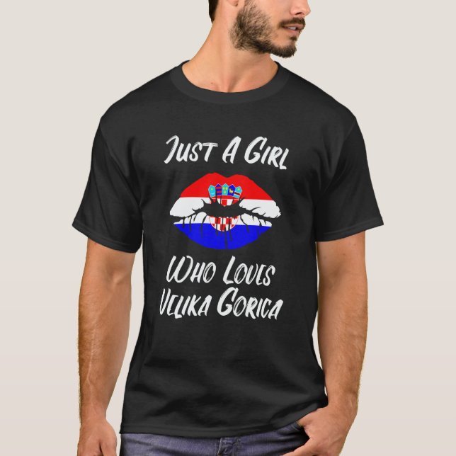 Camiseta Lips Mouth Love Croatian Flag Velika Gorica (Frente)