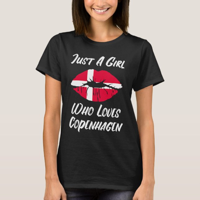 Camiseta Lips Mouth Love Danish Flag Copenhagen (Frente)