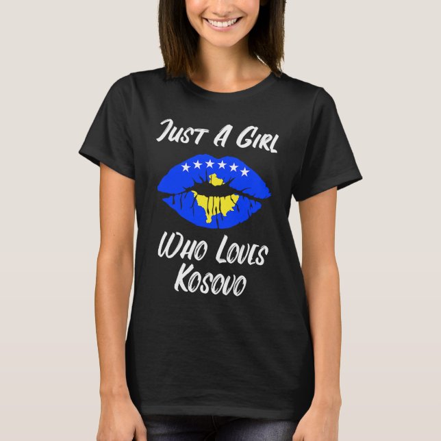 Camiseta Lips Mouth Love Flag Kosovo (Frente)