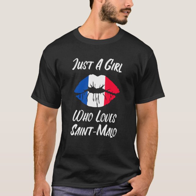 Camiseta Lips Mouth Love French Flag Saint Malo (Frente)