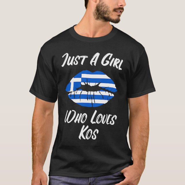 Camiseta Lips Mouth Love Greek Flag Kos (Frente)