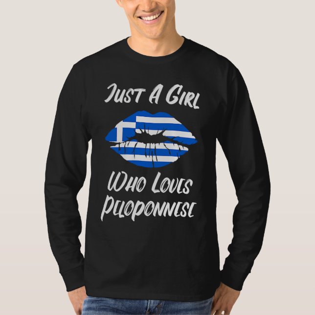 Camiseta Lips Mouth Love Greek Flag Peloponnes (Frente)