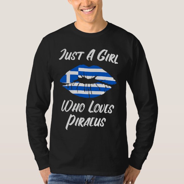 Camiseta Lips Mouth Love Greek Flag Piraeus (Frente)