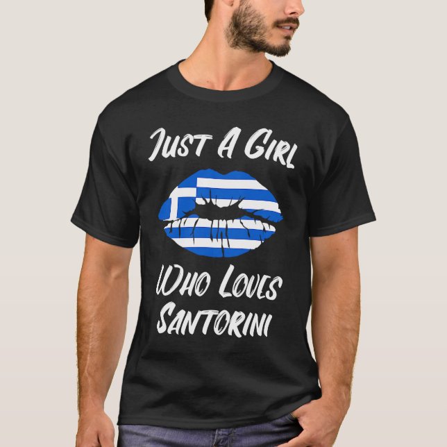 Camiseta Lips Mouth Love Greek Flag Santorini (Frente)