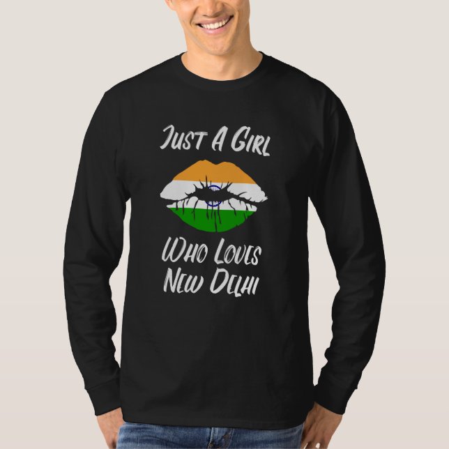 Camiseta Lips Mouth Love Indian Flag New Delhi (Frente)