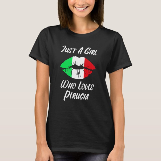 Camiseta Lips Mouth Love Italian Flag Perugia (Frente)