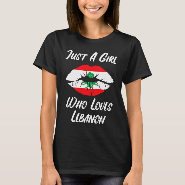 Camiseta Lips Mouth Love Lebanese Flag (Frente)