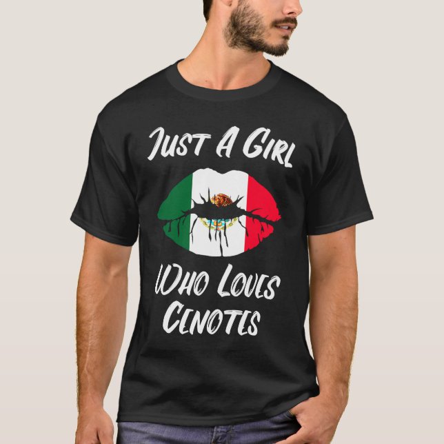 Camiseta Lips Mouth Love Mexican Flag Cenotes (Frente)