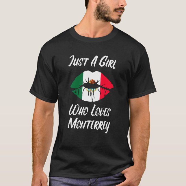 Camiseta Lips Mouth Love Mexican Flag Monterrey (Frente)