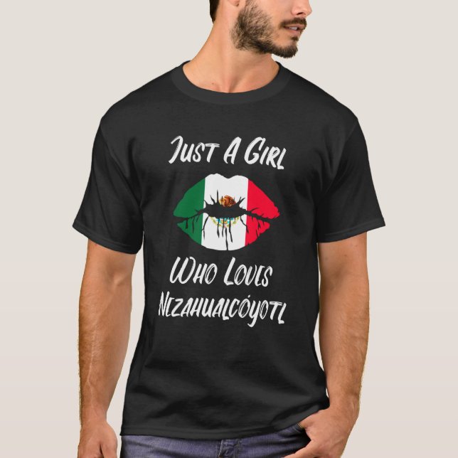 Camiseta Lips Mouth Love Mexican Flag Nezahualcoyotl (Frente)