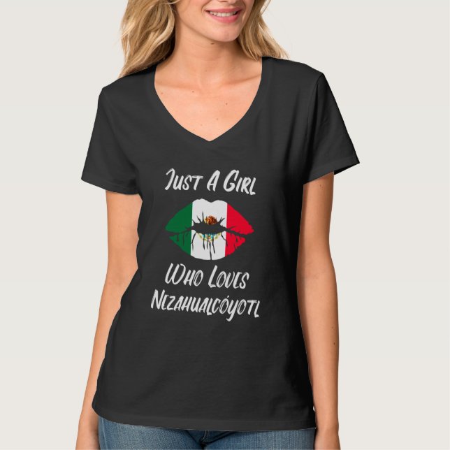 Camiseta Lips Mouth Love Mexican Flag Nezahualcoyotl (Frente)