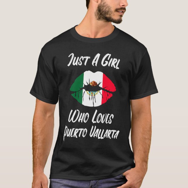 Camiseta Lips Mouth Love Mexican Flag Puerto Vallarta (Frente)