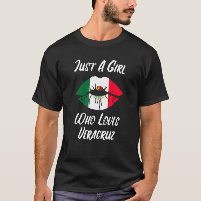 Camiseta Lips Mouth Love Mexican Flag Veracruz (Frente)
