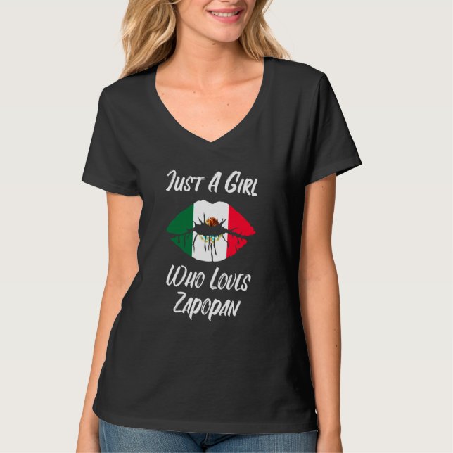 Camiseta Lips Mouth Love Mexican Flag Zapopan (Frente)