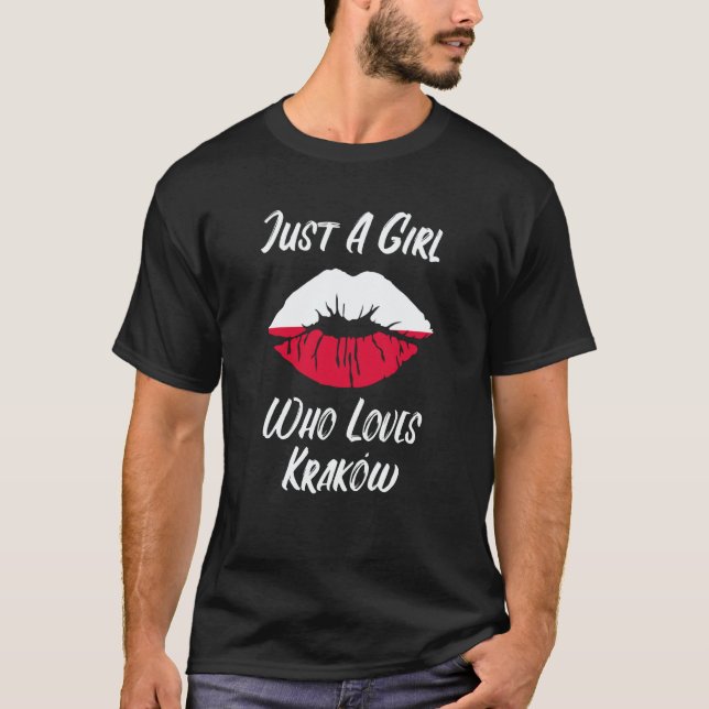 Camiseta Lips Mouth Love Polish Flag Krakow (Frente)