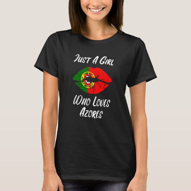Camiseta Lips Mouth Love Portuguese Flag Azores (Frente)