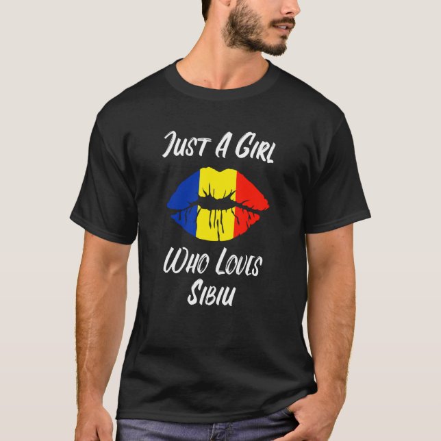 Camiseta Lips Mouth Love Romanian Flag Sibiu (Frente)