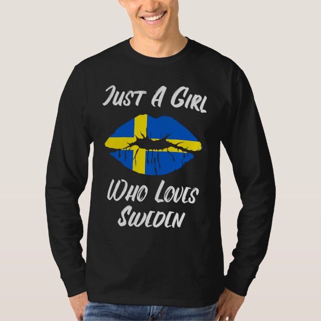 Camiseta Lips Mouth Love Swedish Flag Sweden (Frente)