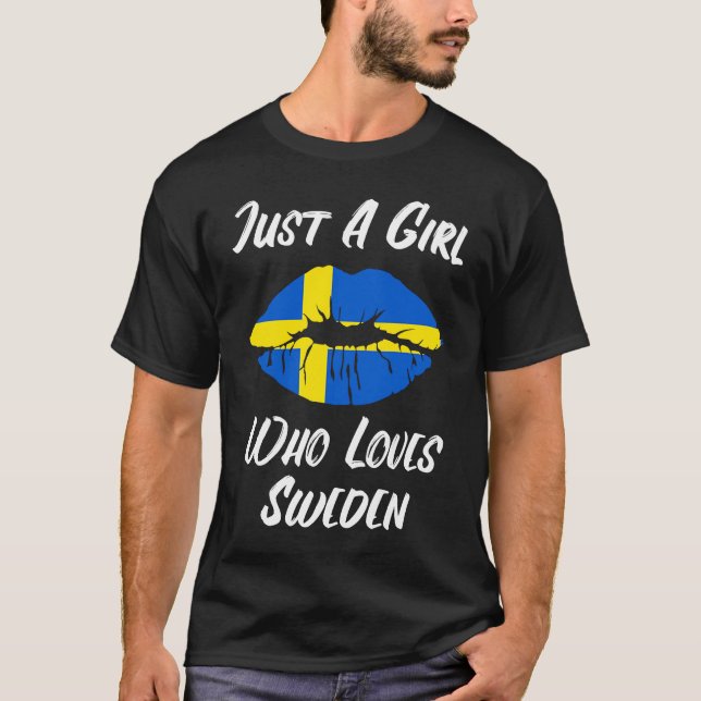 Camiseta Lips Mouth Love Swedish Flag Sweden (Frente)