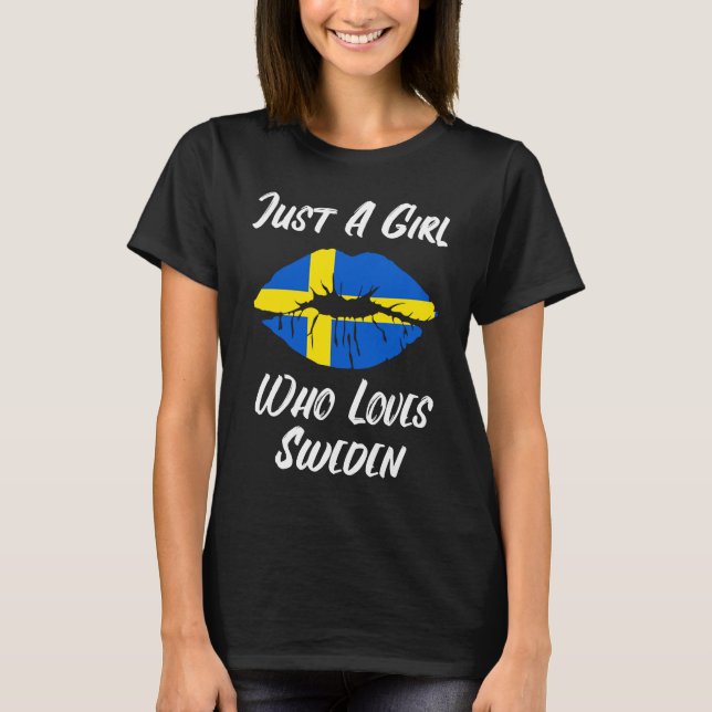 Camiseta Lips Mouth Love Swedish Flag Sweden (Frente)