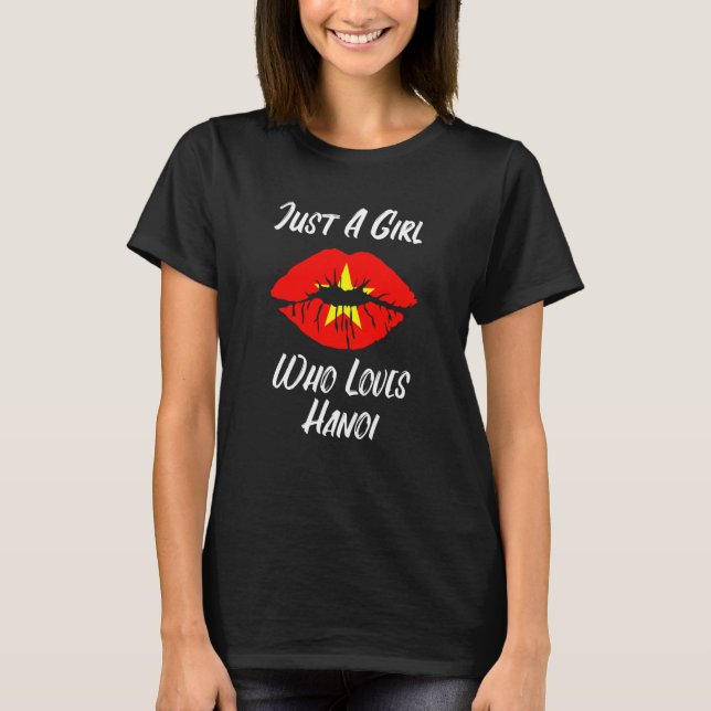 Camiseta Lips Mouth Love Vietnamese Flag Hanoi (Frente)