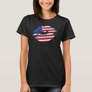 Camiseta Lips USA Flag Grunge