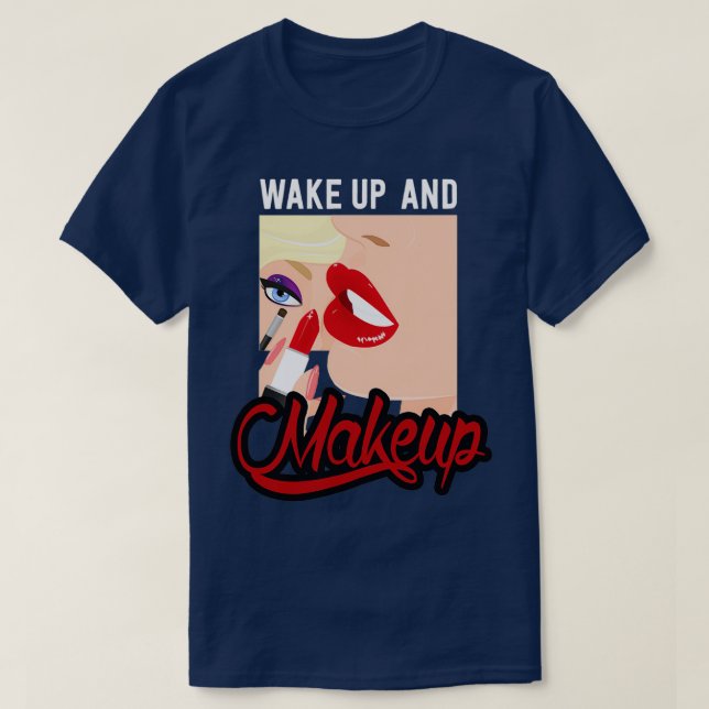 Camiseta Lípstick Cosméticos Maquiagem Lábios Maquiagem Maq (Frente do Design)