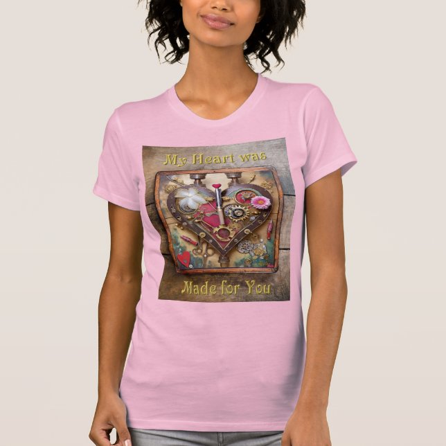 Camiseta Lipstick Flores Heart Steampunk Series (Frente)
