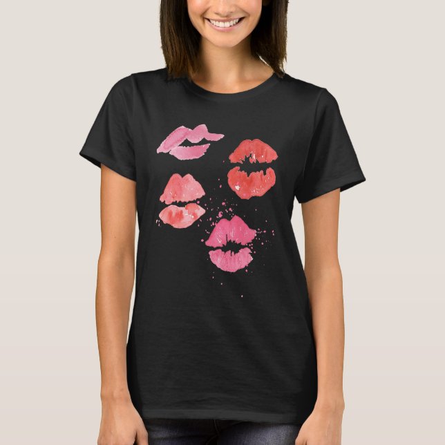 Camiseta Lipstick Kisses for Valentines Day (Frente)