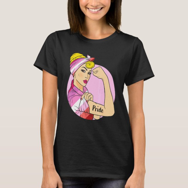 Camiseta Lipstick Lesbian Flag Lgbt Orgulho gay Mês Líptico (Frente)