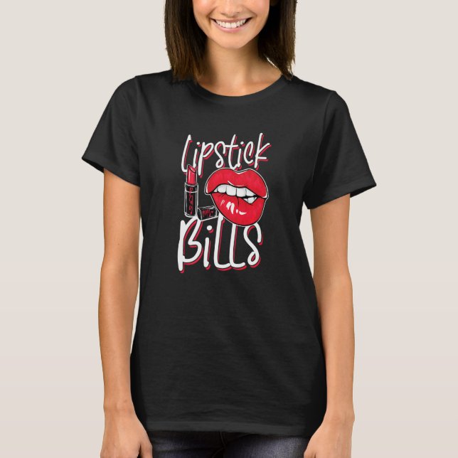 Camiseta Lipstick paga minhas contas para mulheres com bato (Frente)