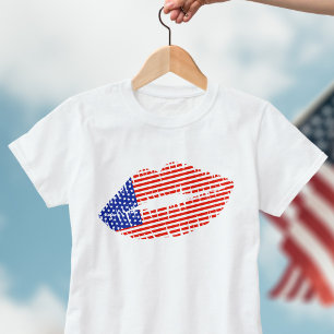 Camiseta Lipstick USA Kiss Womens