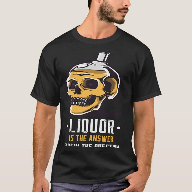Camiseta Liquor is the Answer Skull Graphic (Frente)