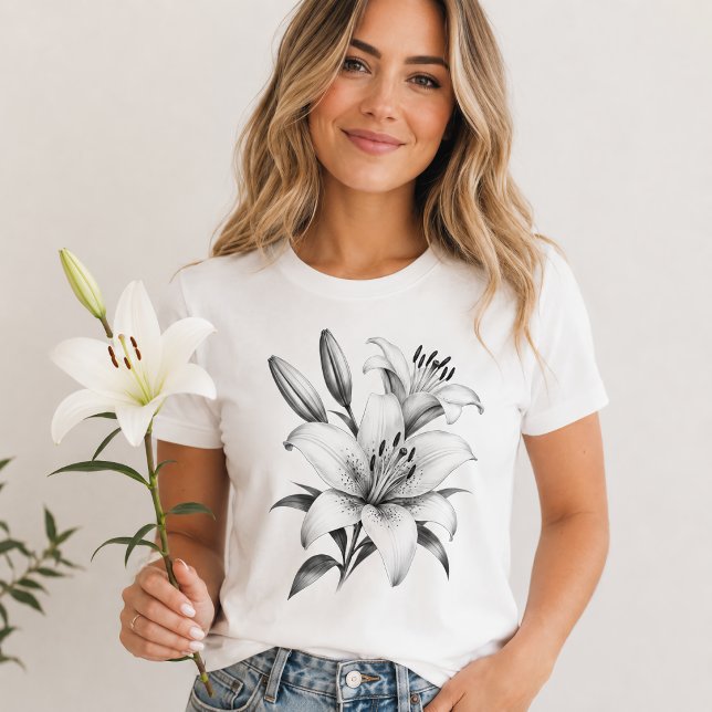 Camiseta Lírio Monocromático (Criador carregado)
