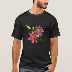 Camiseta Lírio Stargazer Ótimo Para Flor De Jardineiros