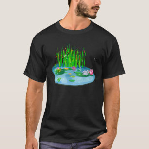Camiseta lírios de água, com Sapo em tampas de lírios D