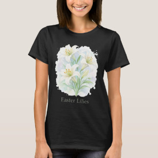 Camiseta Lírios de Páscoa em Aquarela - Elegância Floral de