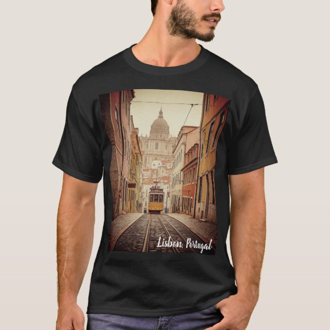 Camiseta Lisboa Portugal Retro T-Shirt (Frente)