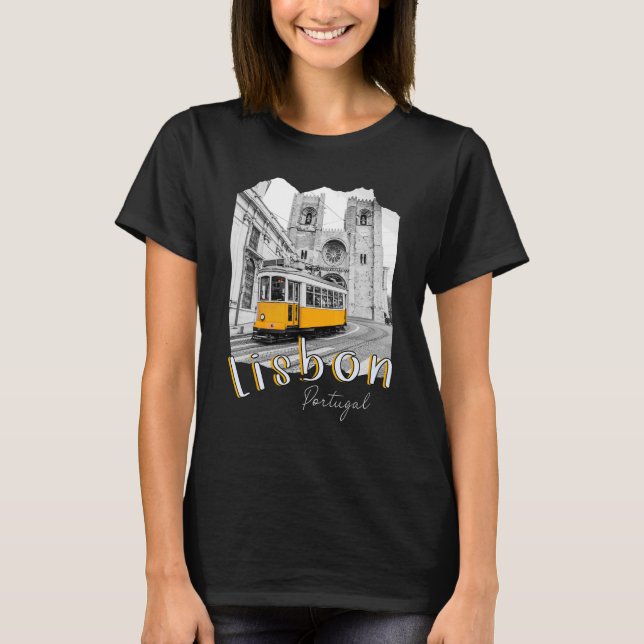Camiseta Lisboa Portugal Tram Souvenirs Português Lisboa L (Frente)