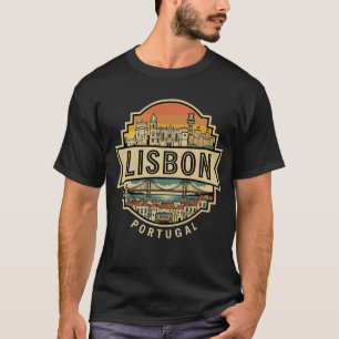 Camiseta Lisboa Silhueta Antiga Portugal Viagem Emblema