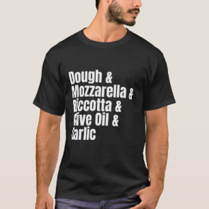 Camiseta Lista de Ingredientes de Pizza Branca Receita Dive
