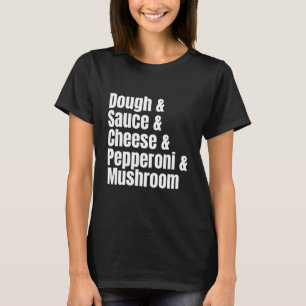 Camiseta Lista de Ingredientes de Pizza de Pepperoni e Cogu