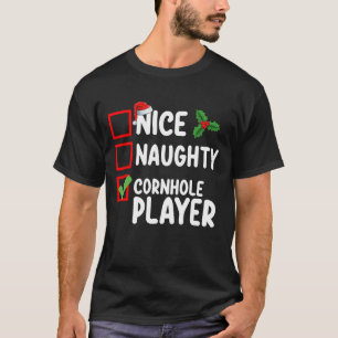 Camiseta Lista de Natal de Jogador de Cornhole Legal ou Tra