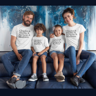 Camiseta Lista de Nomes de Famílias Personalizados com Ampe