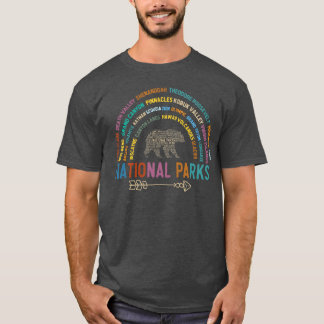 Camiseta Lista de Parques Nacionais dos EUA Nuvem de Palavr