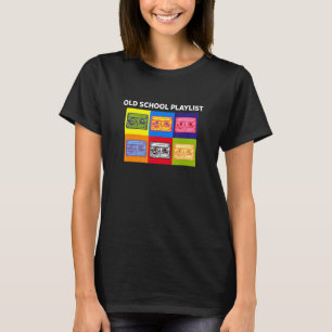 Camiseta Lista de Reprodução Escolar Antiga Cassete Fita Vi
