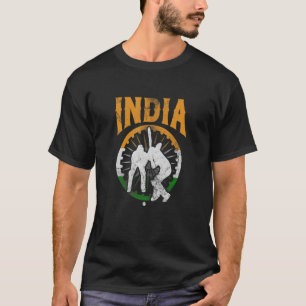 Camiseta Lista de Sinalizador do Jogador de Críquete Indian