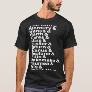 Camiseta Lista de Sistemas Solares de Planetas Principal An