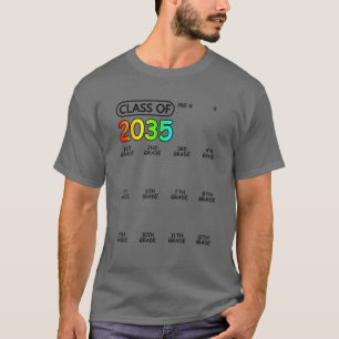 Camiseta Lista De Verificação Da Classe 2035 Cresce Comigo 